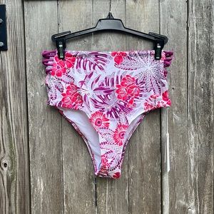 B.Swim Alana Palm Lani Hi-Waist Bikini Bottom,Size Medium,NWT